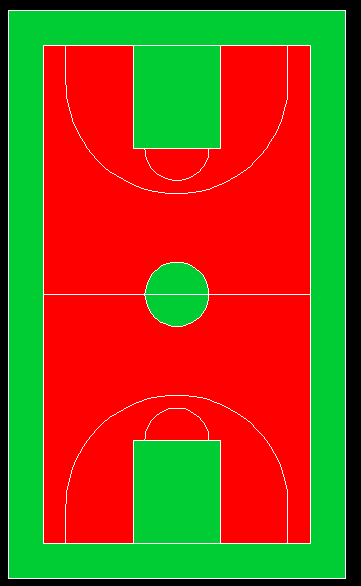 主紅副綠籃球場效果圖
