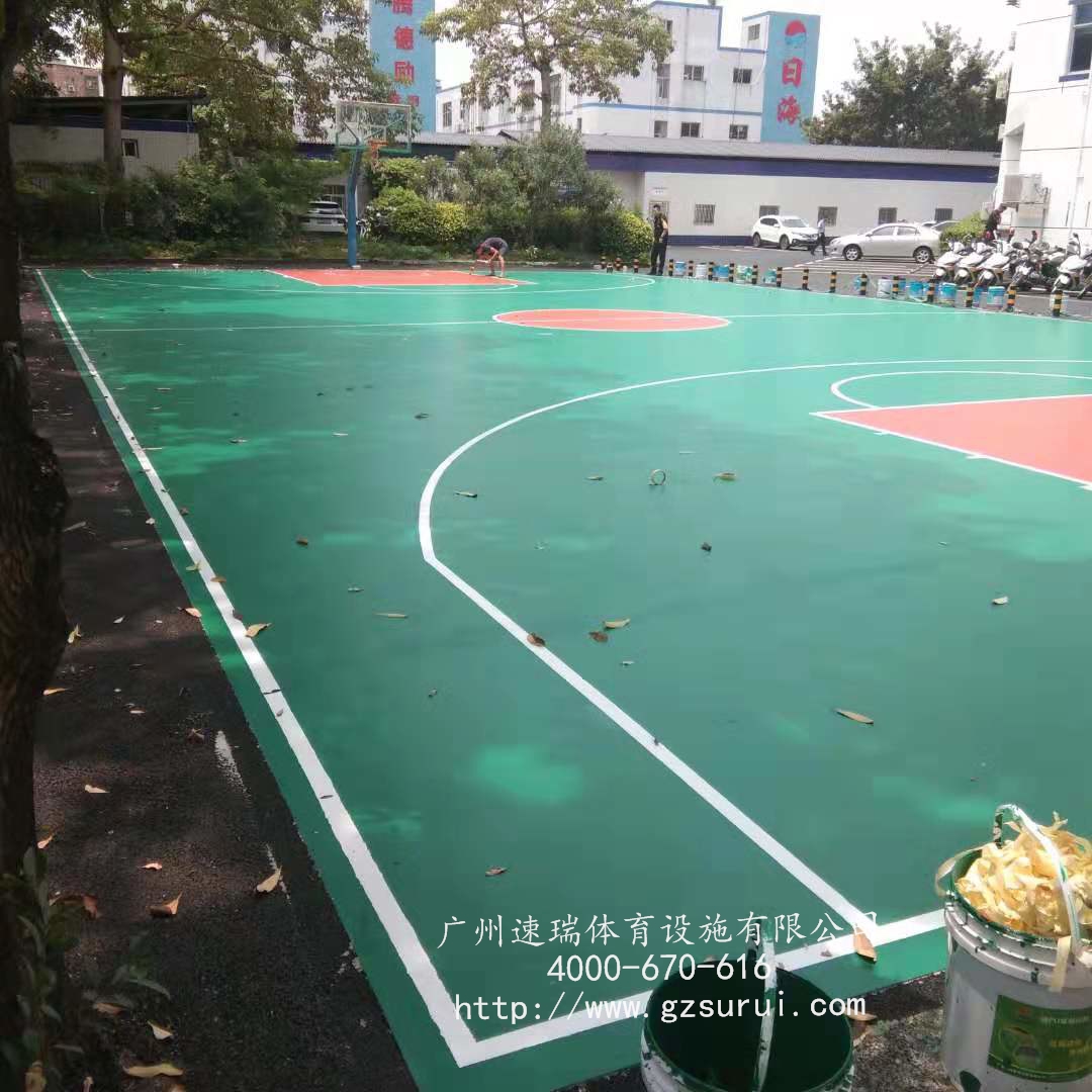 深圳龍崗?fù)瑯?lè)派出所硅PU籃球場(chǎng) 速瑞體育